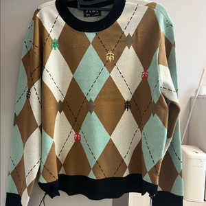 타임 아가일 패턴 스트링 니트