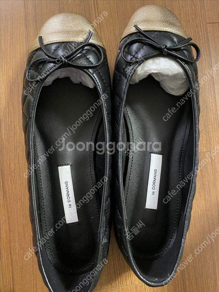 르꼬르망 퀼팅플랫 240 / 굽2.5cm / 블랙골드--0