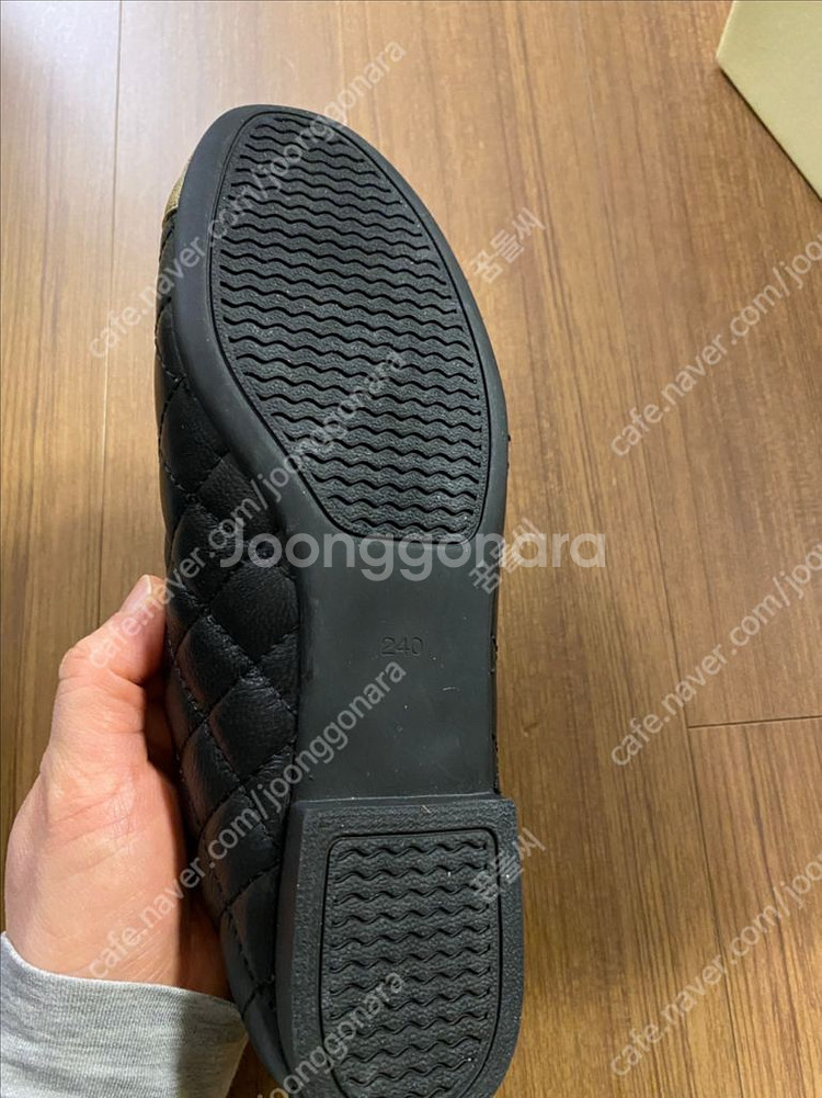 르꼬르망 퀼팅플랫 240 / 굽2.5cm / 블랙골드--1