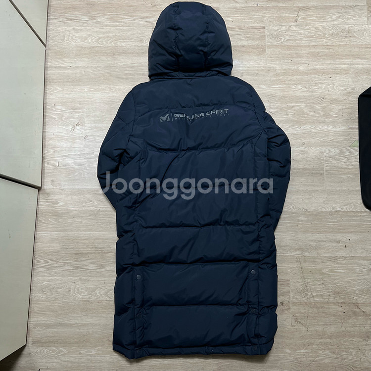밀레 여성 덕다운 빅로고 와펜 후드 롱패딩 XS/85--4