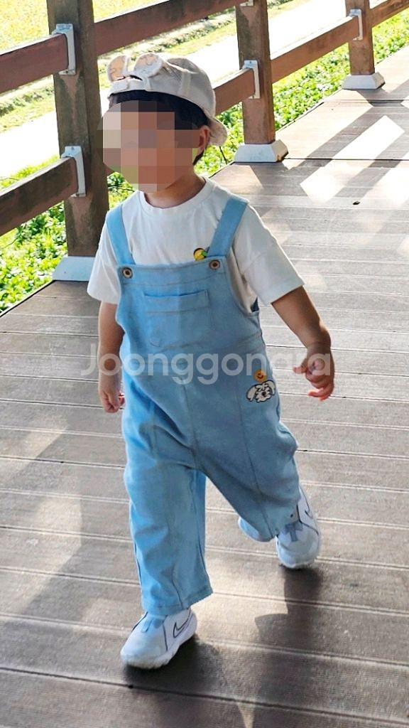 밀크마일 데님 멜빵 100사이즈--3