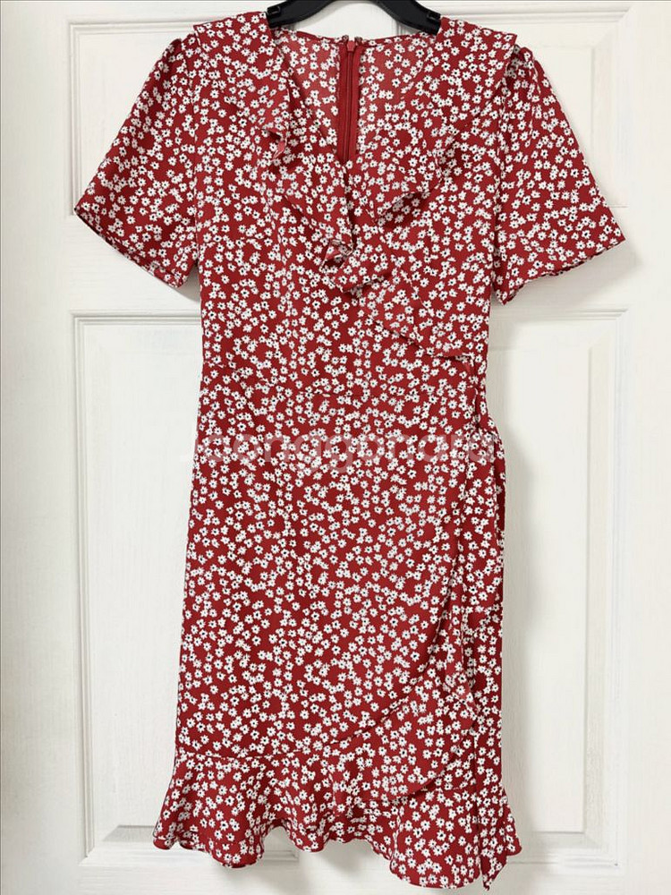 리스트 플라워 패턴 랩원피스 55사이즈--0