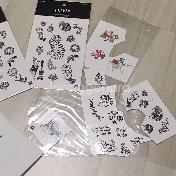 타투 스티커, 피어싱 스티커, 명품 브랜드 택 일괄--3