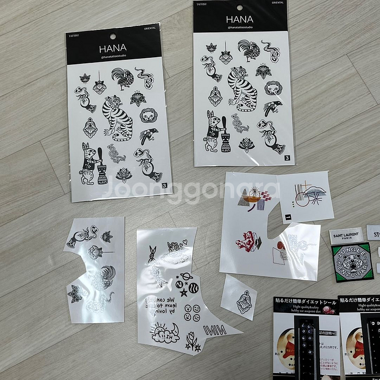 타투 스티커, 피어싱 스티커, 명품 브랜드 택 일괄--7