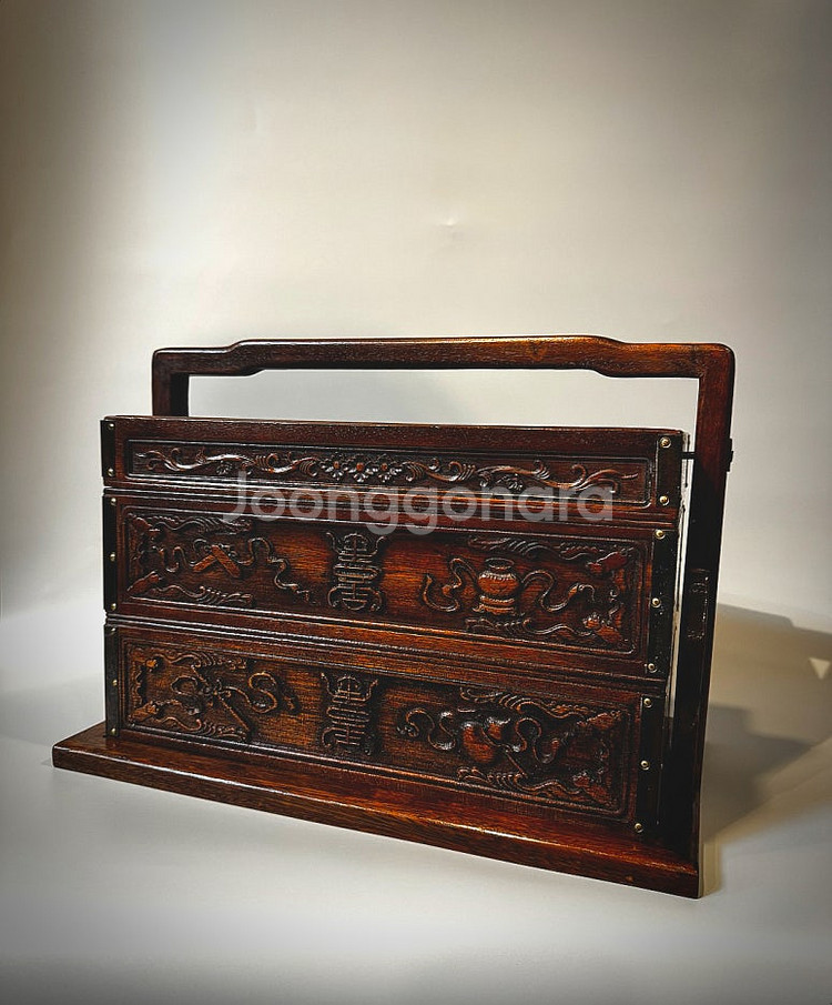 앤티크 화리목 찬합--1