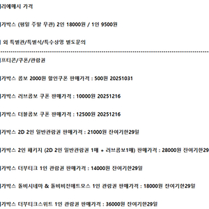 롯데시네마 메가박스 CGV예매 쿠폰 기프티콘 기프트카드