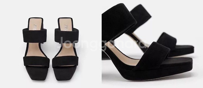 자라(ZARA) 스웨이드 레더 플랫폼 하이힐 샌들--6