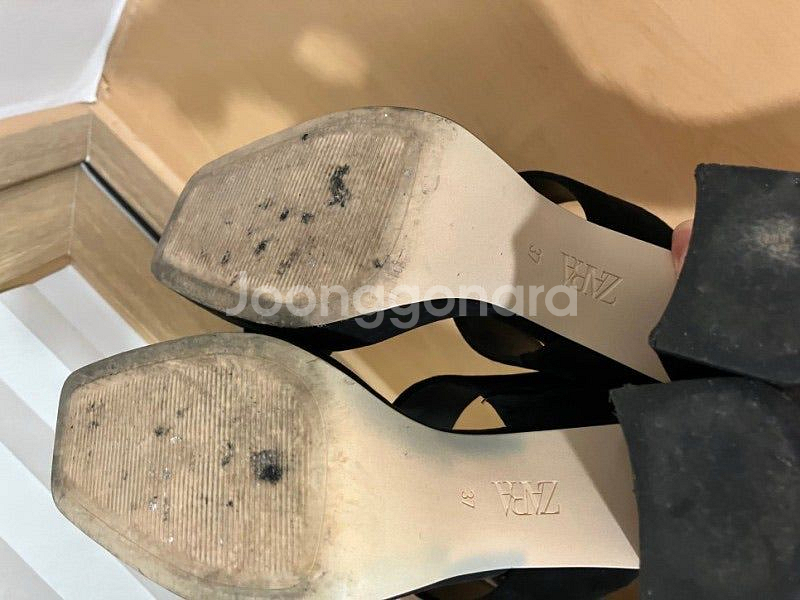 자라(ZARA) 스웨이드 레더 플랫폼 하이힐 샌들--5