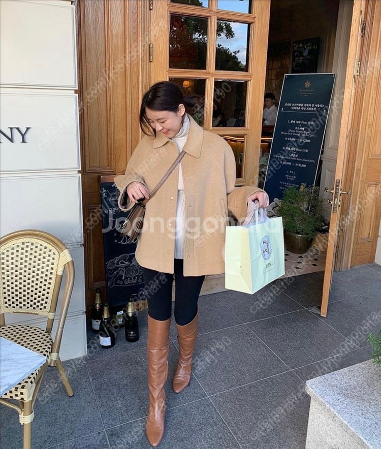 유메르 레더 롱부츠 카멜브라운 240 새상품--0