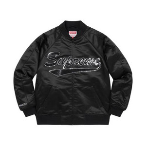 (L) 슈프림 x 미첼앤네스 시퀸로고 바시티자켓