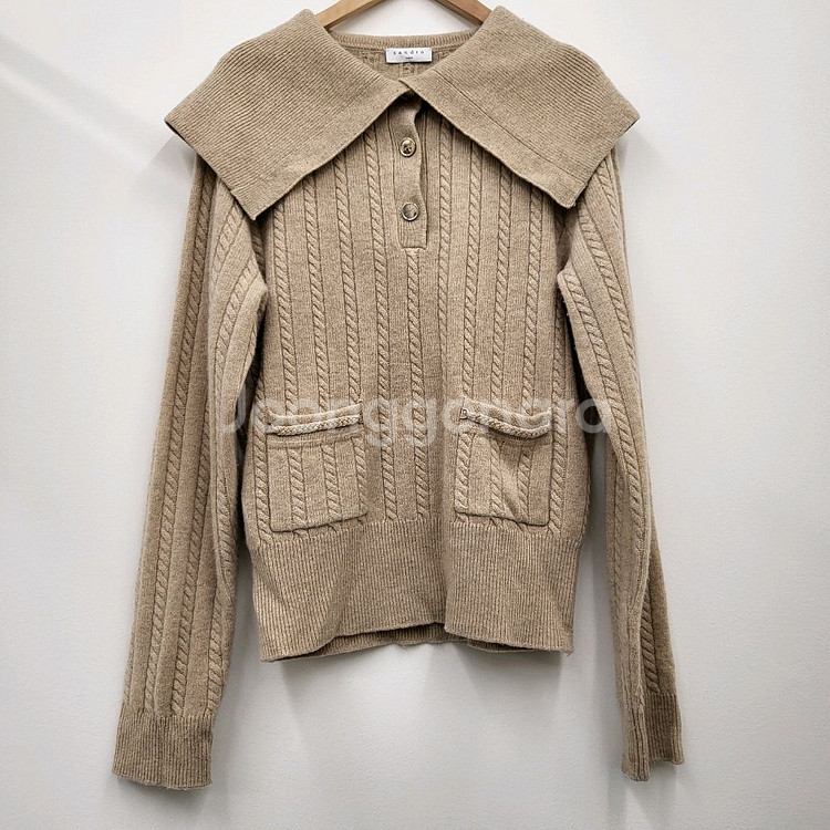 산드로 오픈 카라 니트--0