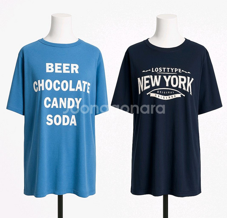 레터링 반팔 티셔츠 2장--0