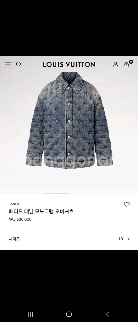 루이비통 퍼렐 패디드 데님패딩 L사이즈 판매합니다--0