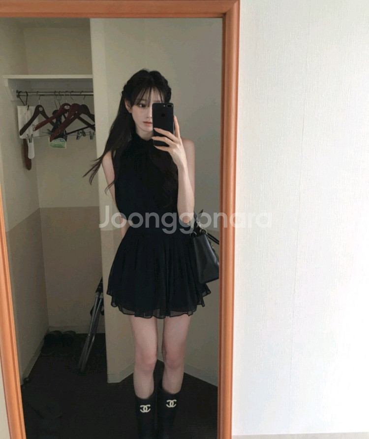 [새상품] 라벨르블랑 실리아 실크 투피스 블랙 s--0