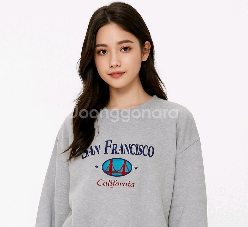 샌프란시스코 자수 맨투맨 그레이멜란지--4