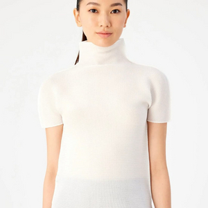 미이세이미야케 스트레치 플리츠 탑 화이트