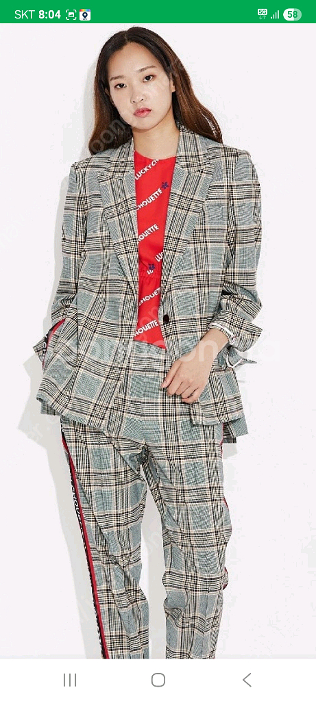 럭키슈에뜨 체크레터링자켓 36--4