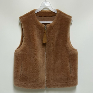 [여자 55]라시엔토 브라운 양모 리얼퍼 베스트