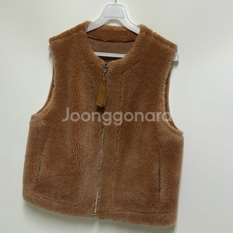 [여자 55]라시엔토 브라운 양모 리얼퍼 베스트--2