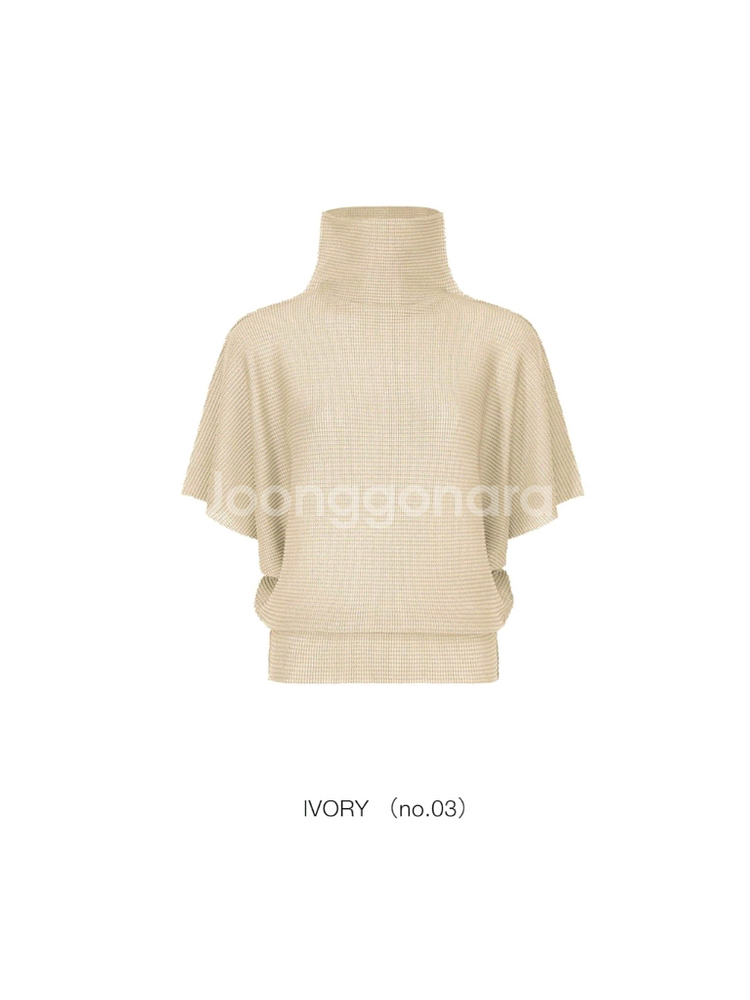 이세이미야케 미 돌먼스트레치 니트 탑--0