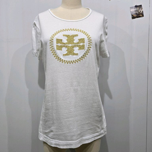 토리버치 화이트 반팔 티셔츠 골드 로고
