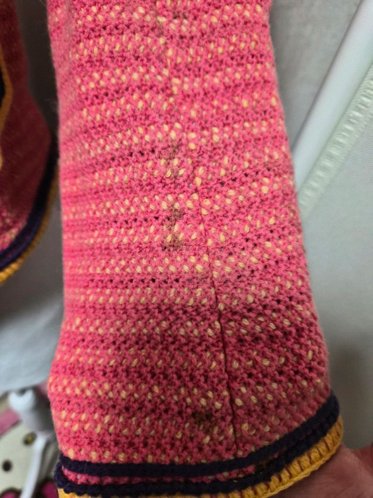 마인 핑크 트위드 배색자켓--3