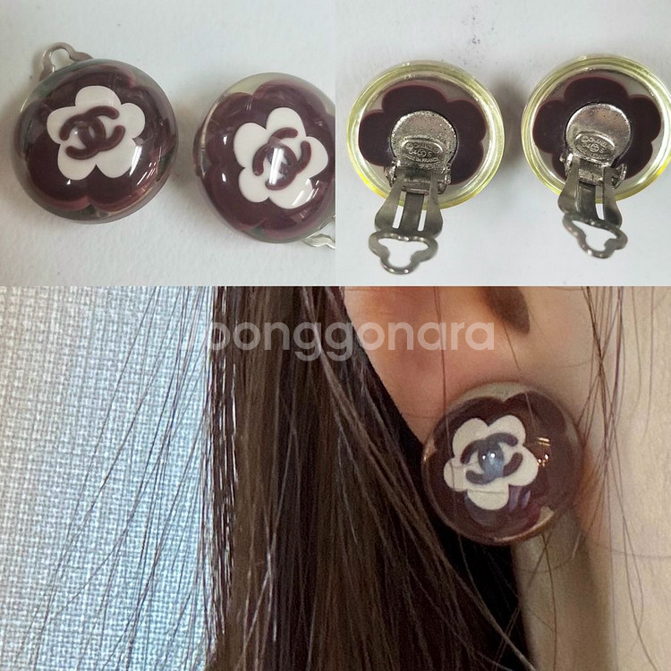 샤넬 CC 까멜리아 코코 클립 귀걸이 샤넬 빈티지귀걸이--4