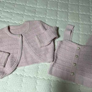 한섬 마인 크로쉐 니트탑,가디건 셋업 90