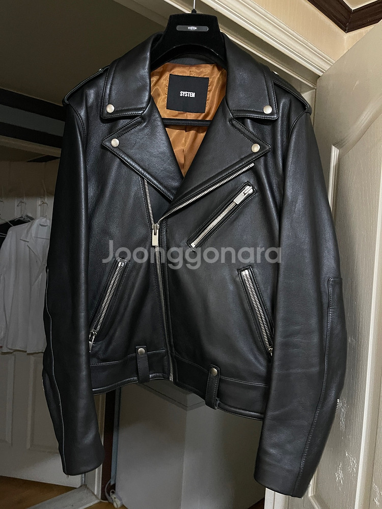 시스템옴므 가죽 라이더 자켓--0