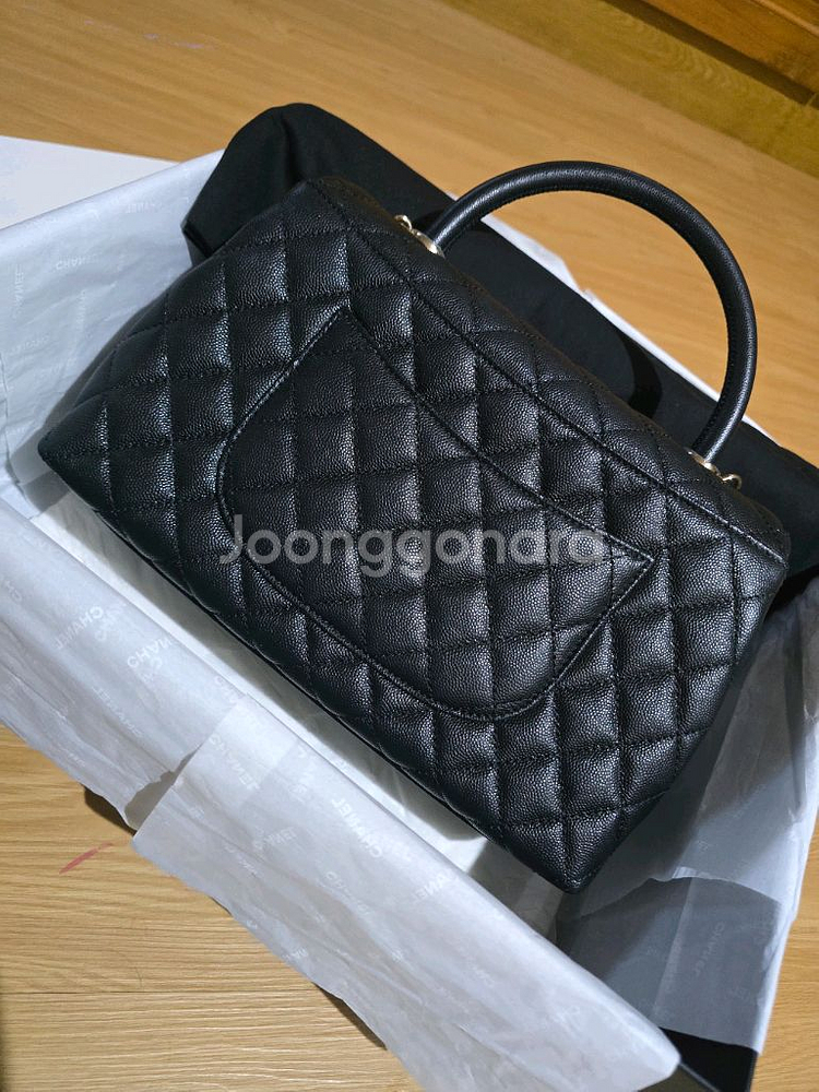 샤넬 코코핸들 블랙 캐비어 샴골 구미듐 현라지 내장칩--1