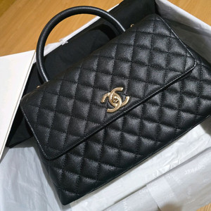 샤넬 코코핸들 블랙 캐비어 샴골 구미듐 현라지 내장칩
