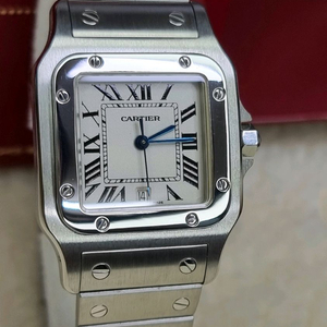 까르띠에 산토스 갈베 스틸 라지 블랙로만 쿼츠 시계