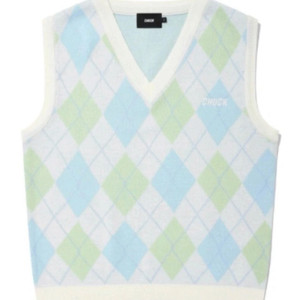 무신사 척 (chuck) 블루그린 아가일패턴 니트조끼