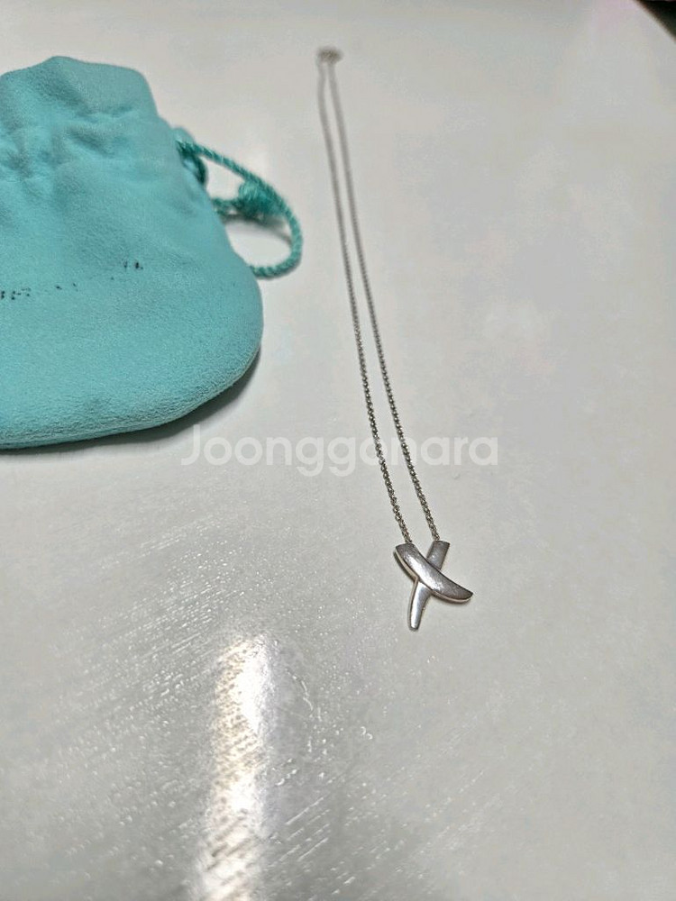 티파니 x목걸이 정품 은925 변색없음--0