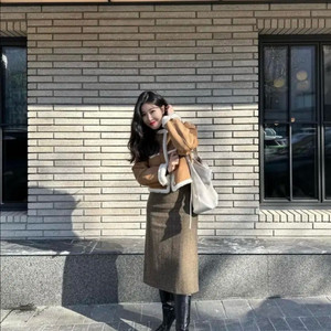 (이해리착용) 아비에무아 페이크 레더-트림 시어링 자켓