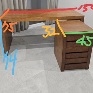 [고양시] 원목책상+서랍(유리o)