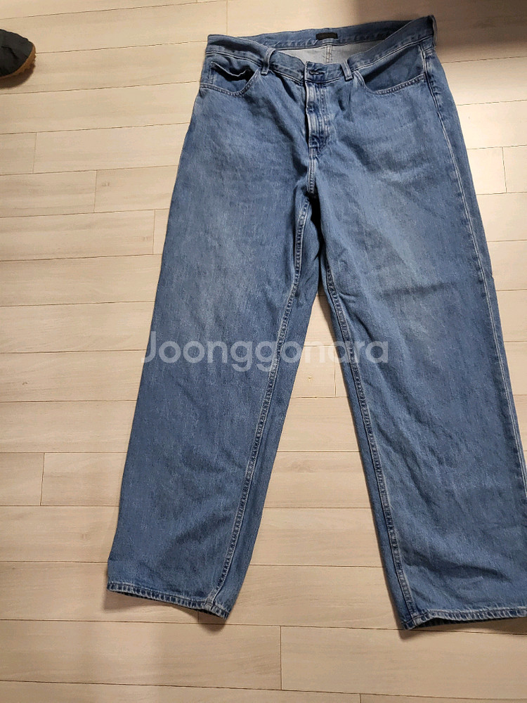 유니클로 와이드스트레이트진 연청 36size--0