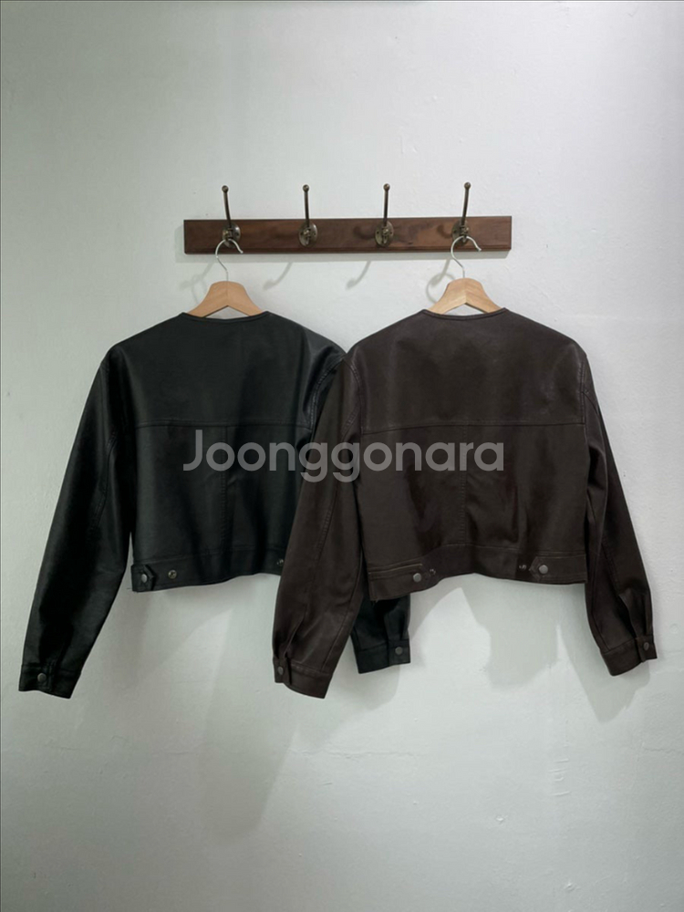 릿킴 데이도어 블랙업 라운드넥 레더 자켓 (새상품)--8