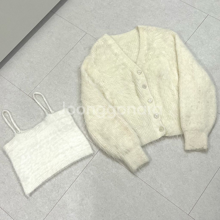 [Free] 아이보리 모헤어 가디건, 앙고라 끈나시--0