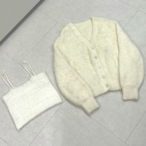 [Free] 아이보리 모헤어 가디건, 앙고라 끈나시