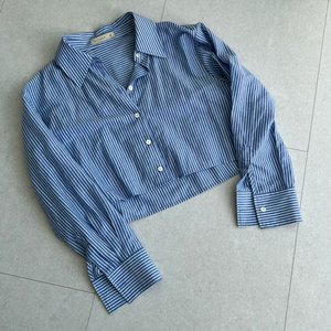 [1] SIYAZU 시야쥬 크롭 스트라이프 셔츠 블루,