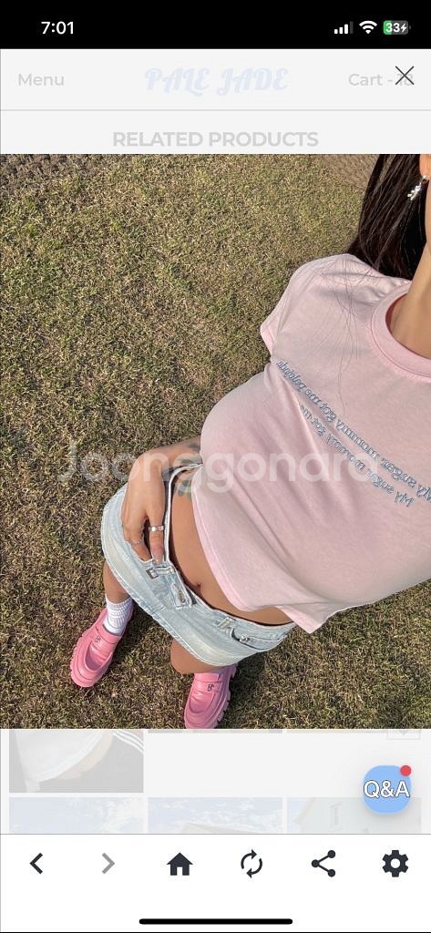 페일제이드 반팔 레터링 티셔츠 핑크--1