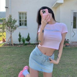 페일제이드 반팔 레터링 티셔츠 핑크