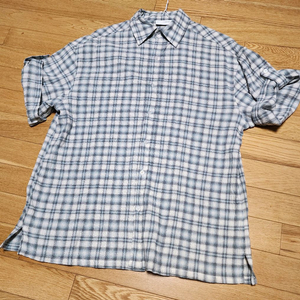 [굿라이프웍스] 롤업 체크 하프 셔츠 블루 S