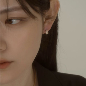 [윙블링]14k post 큐빅 원터치 링귀걸이 귀걸이
