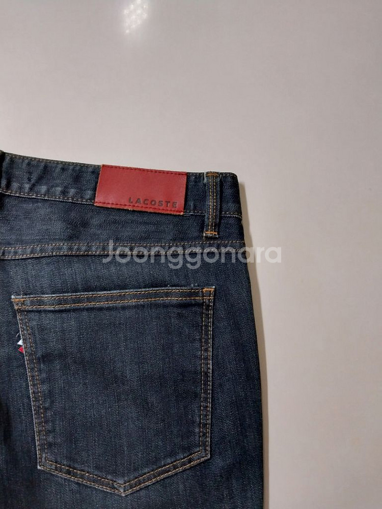 31)라코스테 라이브 가죽패치 스판 진청 일자 명품--2