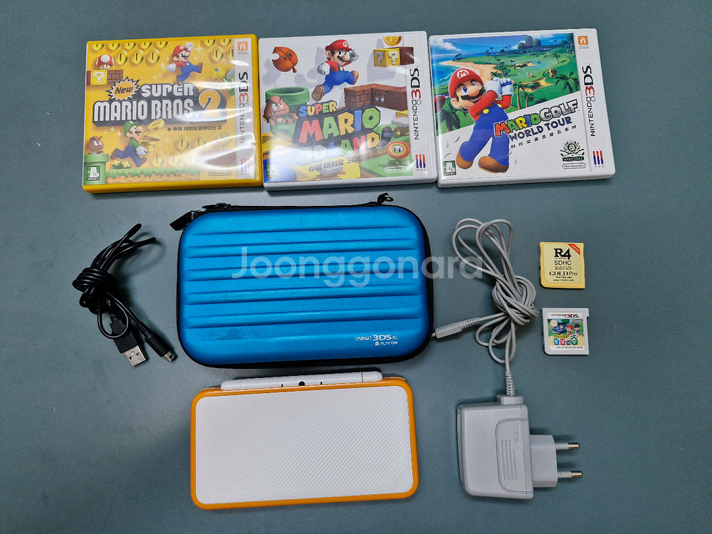 닌텐도 2DS XL, 알4칩,튀동숲,마리오게임3개--0