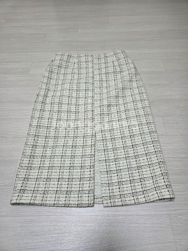체크 트위드 스커트(약 26인치)--0