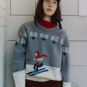 시엔느 스키보이 니트 새상품 그레이 스웨터 크리스마스