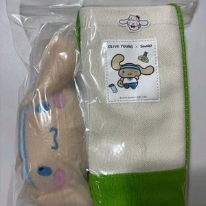올리브영X산리오 콜라보 시나모롤 토트백&동전지갑키링